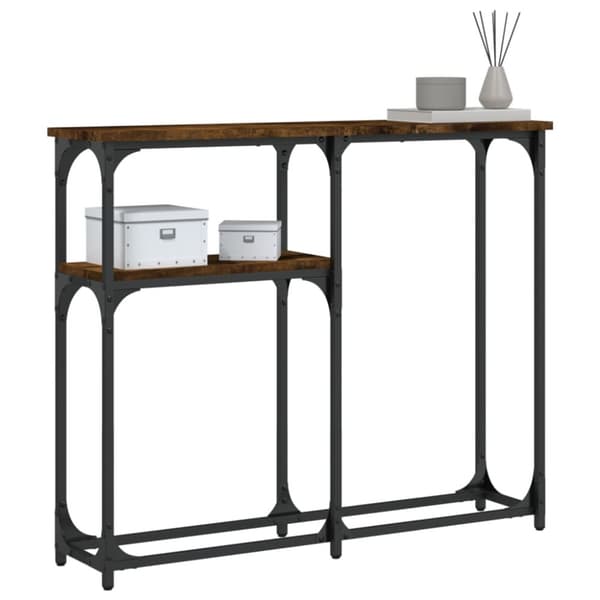 konsolbord 90x22,5x75 cm konstrueret træ røget egetræsfarve