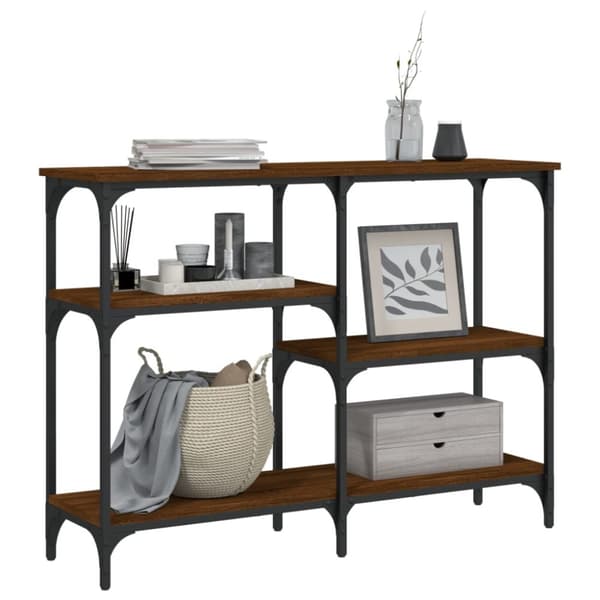 konsolbord 102x29x75 cm konstrueret træ brun egetræ