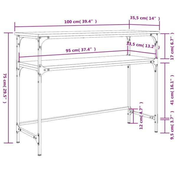 konsolbord 100x35,5x75 cm konstrueret træ sonoma-eg