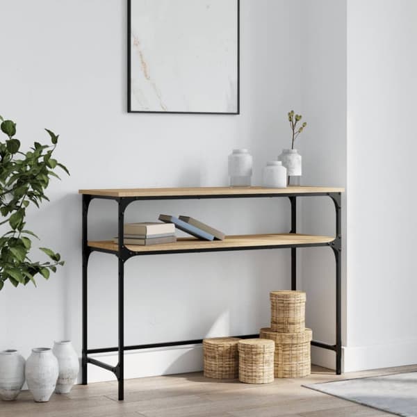 konsolbord 100x35,5x75 cm konstrueret træ sonoma-eg