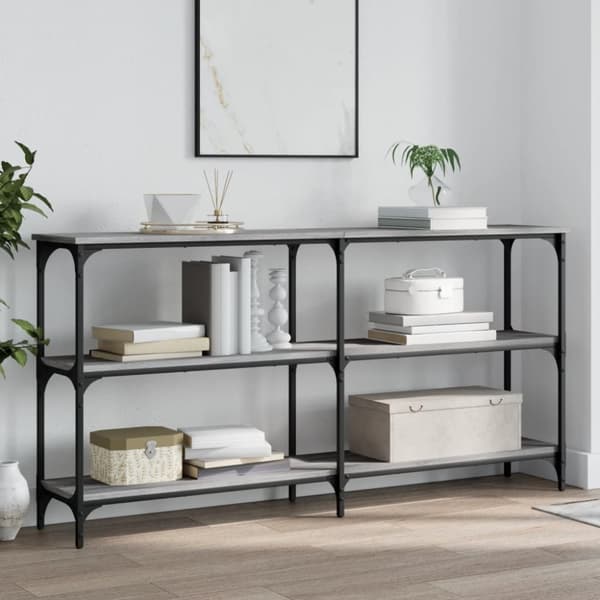konsolbord 150x29x75 cm konstrueret træ grå sonoma-eg