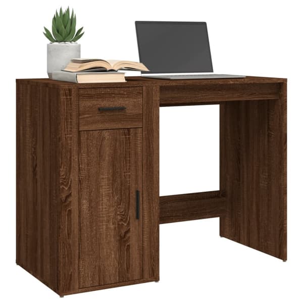 skrivebord 100x49x75 cm konstrueret træ brun egetræsfarve