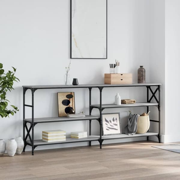 konsolbord 180x29x76,5 cm konstrueret træ grå sonoma-eg