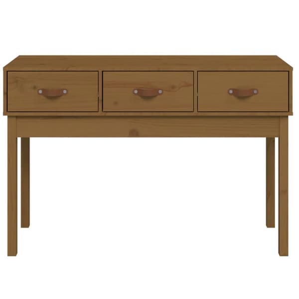konsolbord 114x40x75 cm massivt fyrretræ gyldenbrun