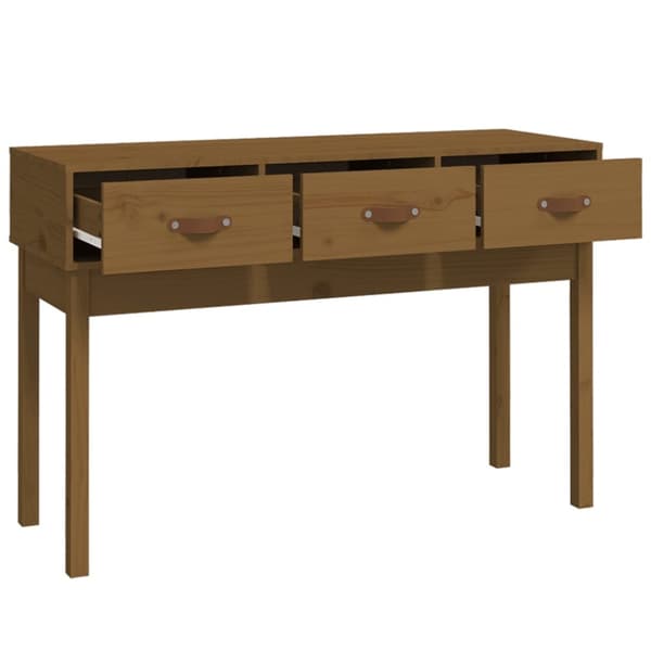 konsolbord 114x40x75 cm massivt fyrretræ gyldenbrun