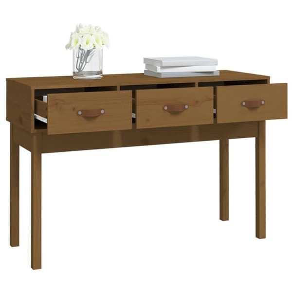 konsolbord 114x40x75 cm massivt fyrretræ gyldenbrun