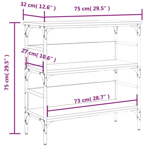 konsolbord 75x32x75 cm konstrueret træ grå sonoma-eg