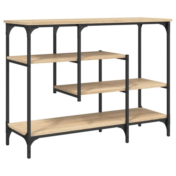konsolbord med hylder 100x35x75 cm sonoma-eg
