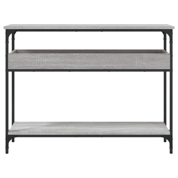 konsolbord med hylde 100x29x75 cm konstrueret træ grå sonoma-eg