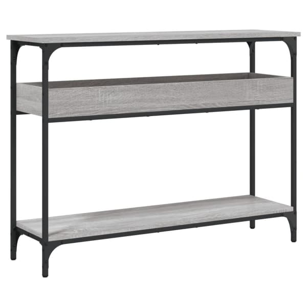 konsolbord med hylde 100x29x75 cm konstrueret træ grå sonoma-eg