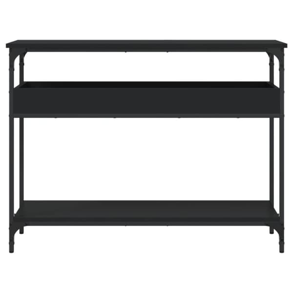 konsolbord med hylde 100x29x75 cm konstrueret træ sort