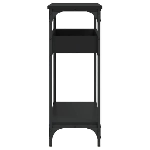 konsolbord med hylde 100x29x75 cm konstrueret træ sort