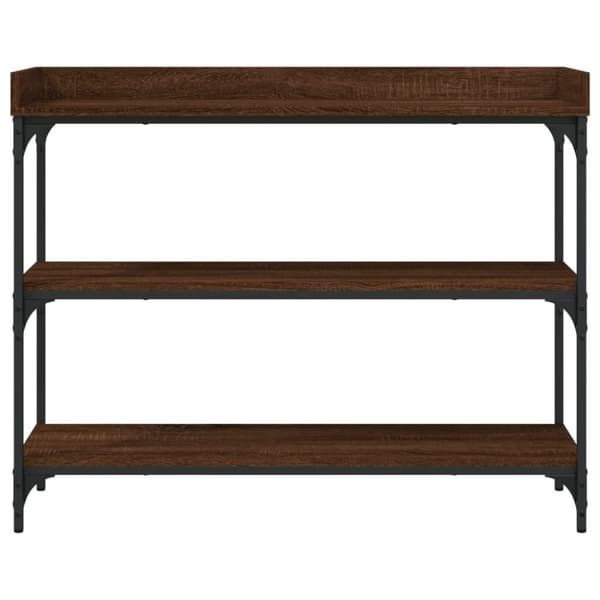 konsolbord med hylder 100x30x80 cm brun egetræsfarve
