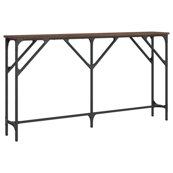 konsolbord 140x23x75 cm konstrueret træ brun egetræ