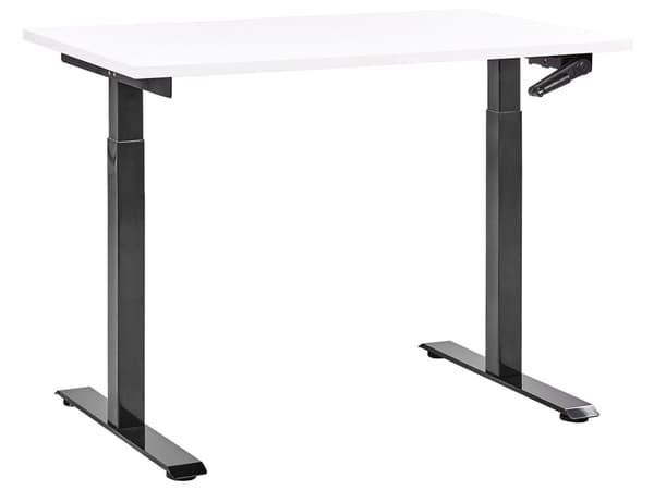 Työpöytä valkoinen/musta 120 x 72 cm lastulevy teräs runko säädettävä pöytätaso kampi moderni