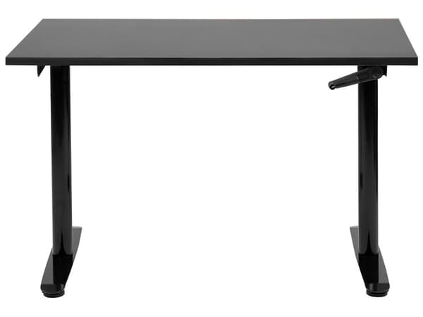 Työpöytä musta 120 x 72 cm lastulevy teräs runko säädettävä pöytätaso kampi moderni
