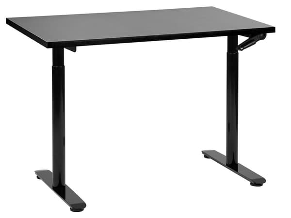 Työpöytä musta 120 x 72 cm lastulevy teräs runko säädettävä pöytätaso kampi moderni