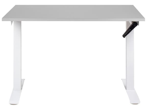 Työpöytä valkoinen ja harmaa 120 x 72 cm teräsrunko manuaalisesti säädettävä kampi seisomapöytä moderni tyyli