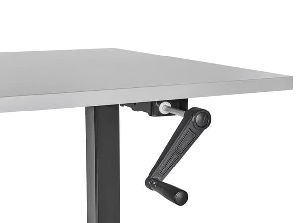 Työpöytä harmaa/musta 120 x 72 cm lastulevy teräs runko säädettävä pöytätaso kampi moderni