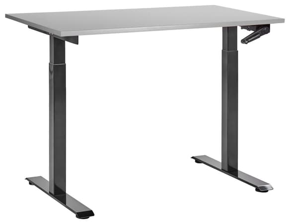 Työpöytä harmaa/musta 120 x 72 cm lastulevy teräs runko säädettävä pöytätaso kampi moderni