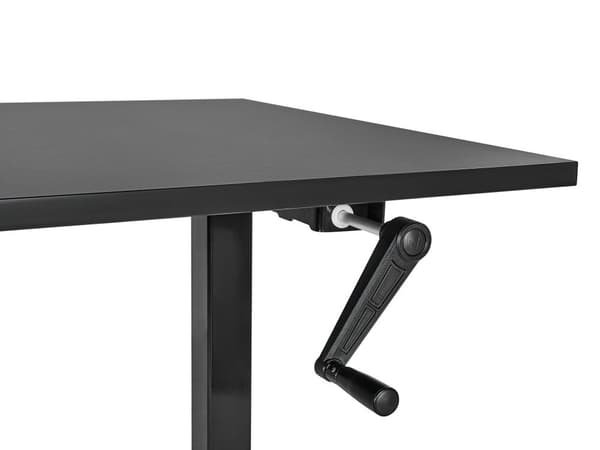 Työpöytä musta 120 x 72 cm lastulevy teräs runko säädettävä pöytätaso kampi moderni