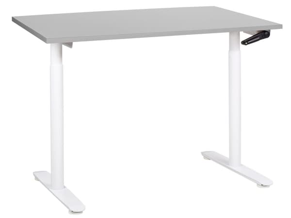Työpöytä harmaa/valkoinen 120 x 72 cm lastulevy teräs runko säädettävä pöytätaso kampi moderni
