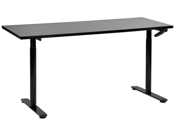 Manuelt justerbart skrivebord Svart bordplate Svart stålramme 160 x 72 cm Sit and Stand Rund fot Moderne design Kontor