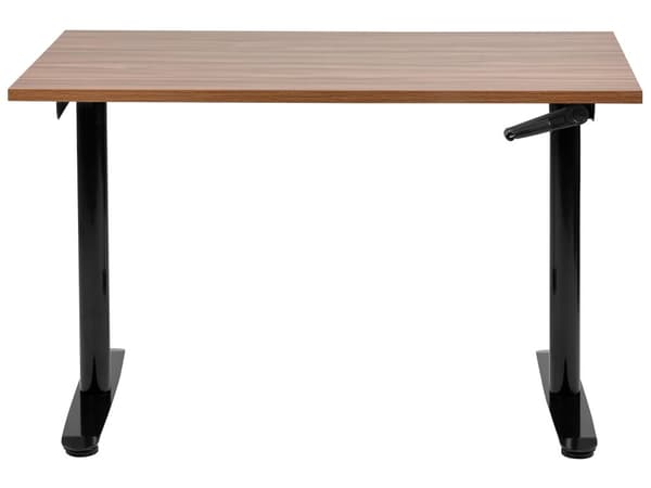 Manuelt justerbart skrivebord Mørk trebordplate Svart stålramme 120 x 72 cm Sitt og stå Rund fot Moderne design Kontor