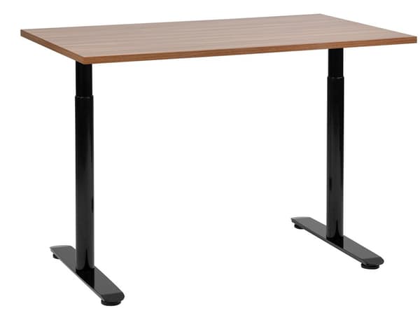 Manuelt justerbart skrivebord Mørk trebordplate Svart stålramme 120 x 72 cm Sitt og stå Rund fot Moderne design Kontor
