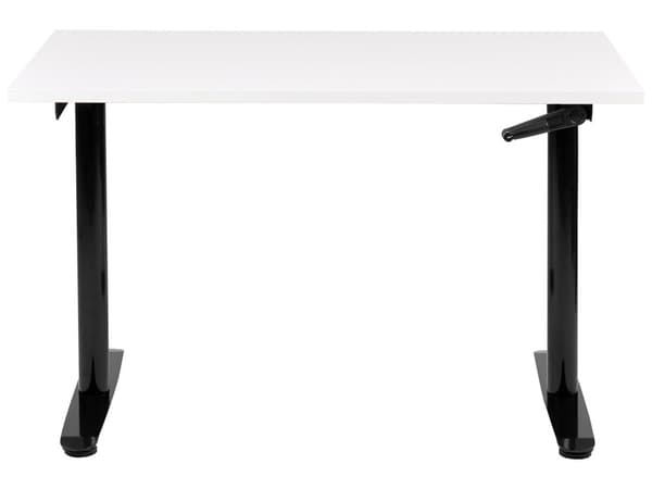 Manuelt justerbart skrivebord Hvit bordplate Svart stålramme 120 x 72 cm Sitt og stå Rund fot Moderne design Kontor