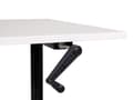 Miniatyrbilde 5 av 7: Manuelt justerbart skrivebord Hvit bordplate Svart stålramme 120 x 72 cm Sitt og stå Rund fot Moderne design Kontor