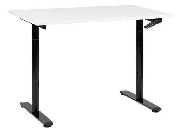 Manuelt justerbart skrivebord Hvit bordplate Svart stålramme 120 x 72 cm Sitt og stå Rund fot Moderne design Kontor