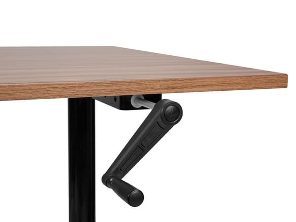Manuelt justerbart skrivebord Mørk trebordplate Svart stålramme 160 x 72 cm Sit and Stand Round Feet Moderne design Kontor