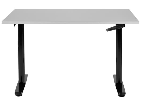 Manuelt justerbart skrivebord Grå bordplate Svart stålramme 120 x 72 cm Sitt og stå Rund fot Moderne design Kontor