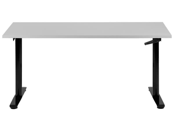Manuelt justerbart skrivebord Grå bordplate Svart stålramme 160 x 72 cm Sit and Stand Runde føtter Moderne design Kontor