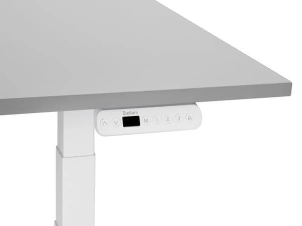 Elektrisk justerbart skrivebord Grå bordplate Hvit stålramme 120 x 72 cm Sitt- og ståbord Kvadratisk fot Moderne design