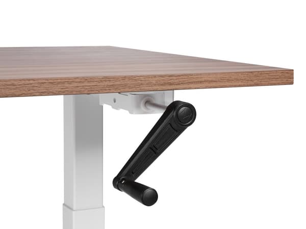 Manuelt justerbart skrivebord Mørk treplate Hvit stålramme 160 x 72 cm Sitt og stå-firkantfot Moderne design Kontor