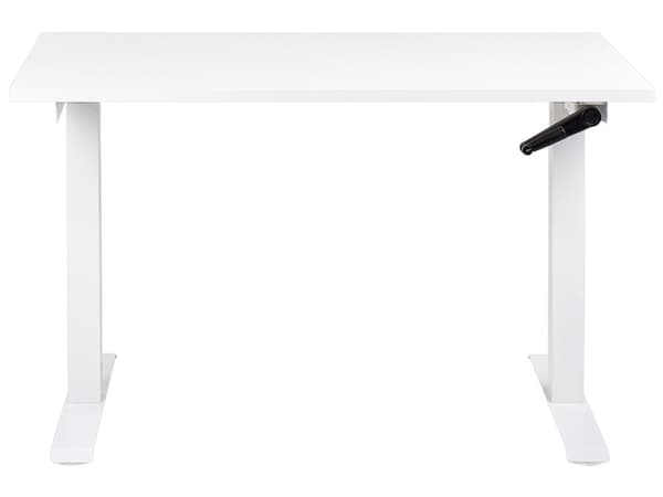 Manuelt justerbart skrivebord Hvit bordplate Hvit stålramme 120 x 72 cm Sitt- og ståfot Kvadratisk fot Moderne design Kontor