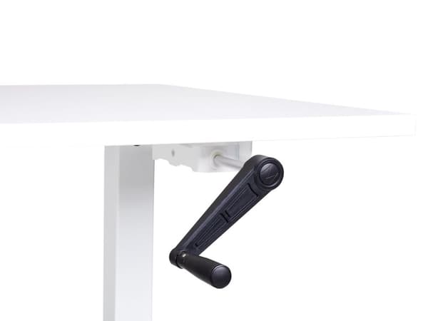 Manuelt justerbart skrivebord Hvit bordplate Hvit stålramme 120 x 72 cm Sitt- og ståfot Kvadratisk fot Moderne design Kontor