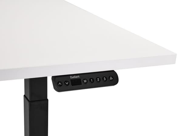 Elektrisk justerbart skrivebord Hvit bordplate Svart stålramme 120 x 72 cm Sitt- og ståbord Kvadratisk fot Moderne design