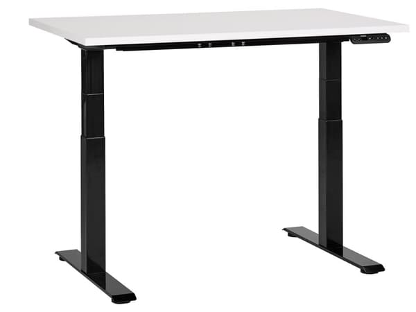Elektrisk justerbart skrivebord Hvit bordplate Svart stålramme 120 x 72 cm Sitt- og ståbord Kvadratisk fot Moderne design