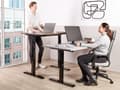 Miniatyrbilde 2 av 8: Elektrisk justerbart skrivebord Grå bordplate Svart stålramme 120 x 72 cm Sitt- og ståbord Kvadratiske føtter Moderne design