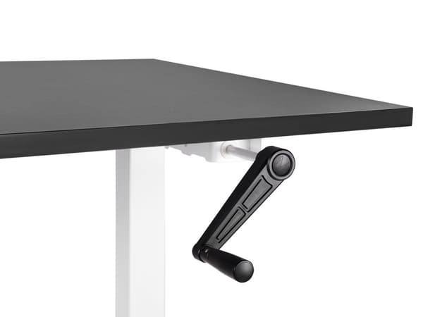 Manuelt justerbart skrivebord Svart bordplate Hvit stålramme 160 x 72 cm Sitt og stå Kvadratisk fot Moderne design Kontor