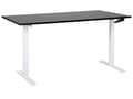 Miniatyrbilde 1 av 7: Manuelt justerbart skrivebord Svart bordplate Hvit stålramme 160 x 72 cm Sitt og stå Kvadratisk fot Moderne design Kontor