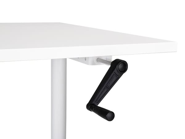 Manuelt justerbart skrivebord Hvit bordplate Hvit stålramme 120 x 72 cm Sitt og stå med runde føtter Moderne design Kontor