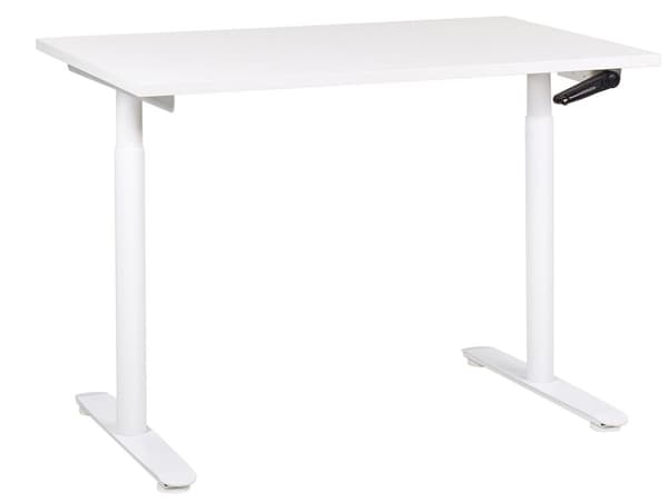 Manuelt justerbart skrivebord Hvit bordplate Hvit stålramme 120 x 72 cm Sitt og stå med runde føtter Moderne design Kontor