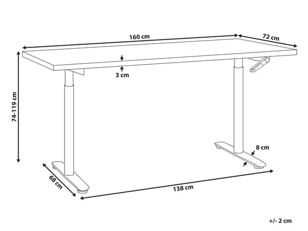 Manuelt justerbart skrivebord Grå bordplate Hvit stålramme 160 x 72 cm Sitt og stå Rund fot Moderne design Kontor