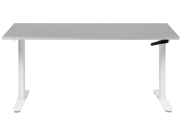 Manuelt justerbart skrivebord Grå bordplate Hvit stålramme 160 x 72 cm Sitt og stå Rund fot Moderne design Kontor