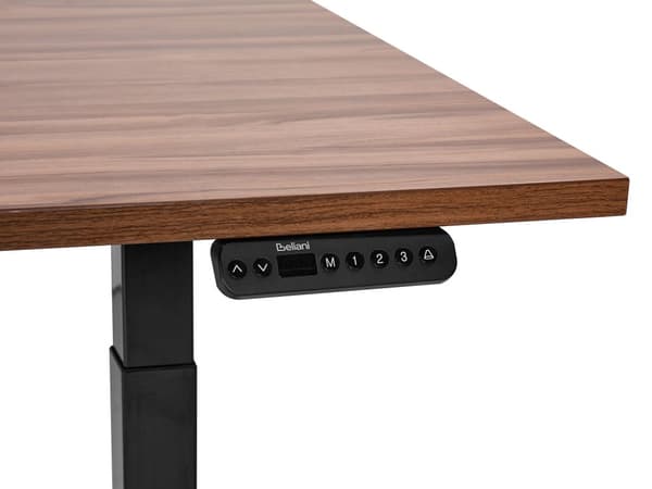 Elektrisk justerbart skrivebord Mørk trebordplate Svart stålramme 180 x 80 cm Sitt og stå-firkantfot Moderne design