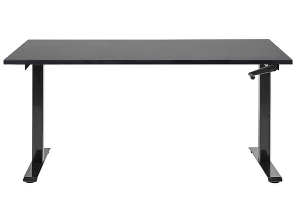 Manuelt justerbart skrivebord Svart bordplate Svart stålramme 160 x 72 cm Sitt og stå Kvadratiske føtter Moderne design Kontor
